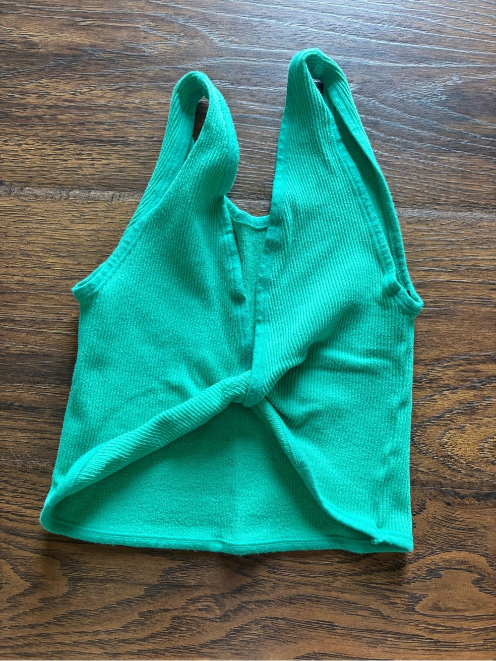 Urban Outfitters Emerald Green Ribbed Knot-Front Crop Top
